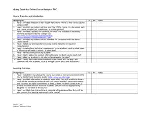 Query Guide for Online Course Design at PCC