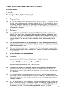 LONDON SCHOOL OF ECONOMICS AND POLITICAL SCIENCE  ACADEMIC BOARD 13 May 2015