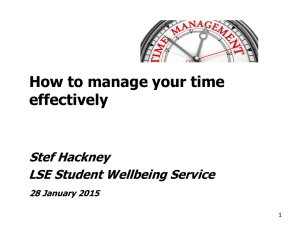 How to manage your time effectively Stef Hackney LSE Student Wellbeing Service