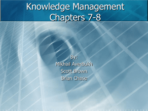 Knowledge Management Chapters 7-8 By: Mikhail Averbukh