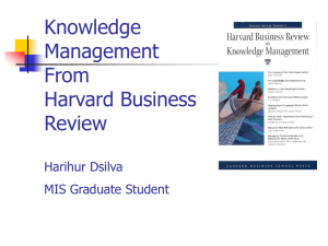 Knowledge Management From Harvard Business