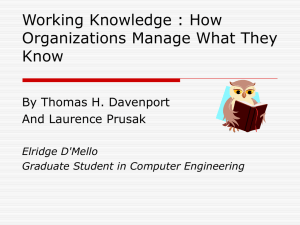 Working Knowledge : How Organizations Manage What They Know By Thomas H. Davenport