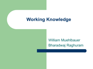Working Knowledge William Muehlbauer Bharadwaj Raghuram