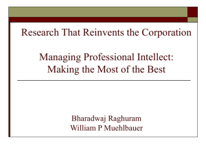 Research That Reinvents the Corporation Managing Professional Intellect: Bharadwaj Raghuram