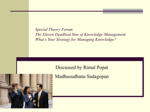 Special Theory Forum The Eleven Deadliest Sins of Knowledge Management