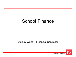 School Finance – Financial Controller Ashley Wang Finance Division