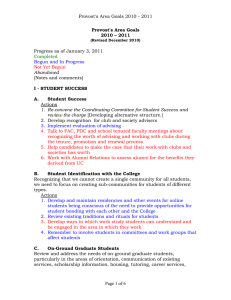 Provost's Area Goals 2010 - 2011  [Notes and comments]