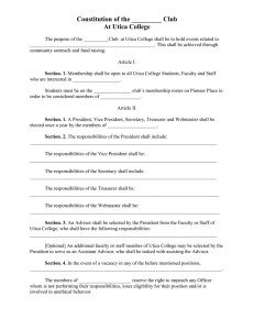 Constitution of the _________ Club At Utica College