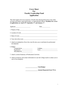 Cover Sheet For Faculty Leadership Fund Application