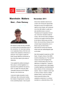 Mannheim  Matters November 2011 Meet….Peter Ramsay