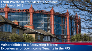 ENHR Private Rented Markets Seminar Vulnerabilities in a Recovering Market: