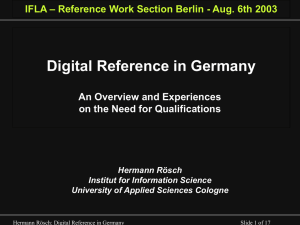 Digital Reference in Germany An Overview and Experiences