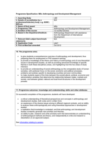 Programme Specification: MSc Anthropology and Development Management  1. Awarding Body