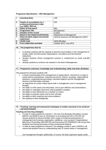 – BSc Management Programme Specification  1.   Awarding Body