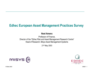 Edhec European Asset Management Practices Survey Noel Amenc