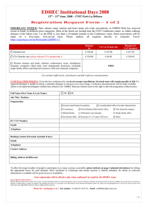 EDHEC Institutional Days 2008 Registration Request Form – 1 of 2 12