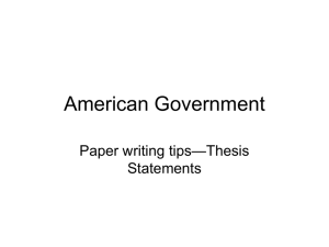 American Government —Thesis Paper writing tips Statements