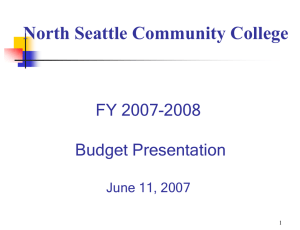 North Seattle Community College FY 2007-2008 Budget Presentation June 11, 2007