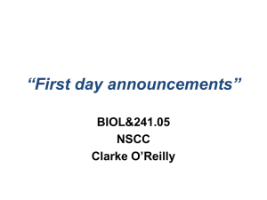 “First day announcements” BIOL&amp;241.05 NSCC Clarke O’Reilly