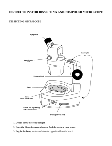 INSTRUCTIONS FOR DISSECTING AND COMPOUND MICROSCOPE  DISSECTING MICROSCOPE The Dissecting Microscope