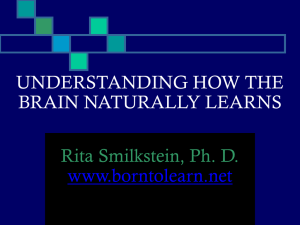 UNDERSTANDING HOW THE BRAIN NATURALLY LEARNS Rita Smilkstein, Ph. D. www.borntolearn.net