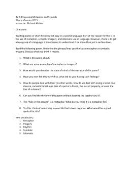Poetry Analysis Essay Outline Rv Discussing Metaphor And Symbols Winter Quarter Instructor Richard Alishio My First Day Of High School Essay also Essay Paper Checker The Newspaper Essay
