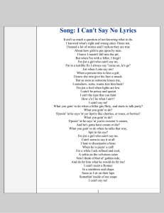 Song: I Can't Say No Lyrics
