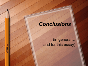 Conclusions (in general… and for this essay)