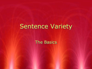 Sentence Variety The Basics