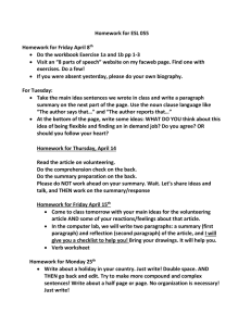 Homework for ESL 055  Homework for Friday April 8