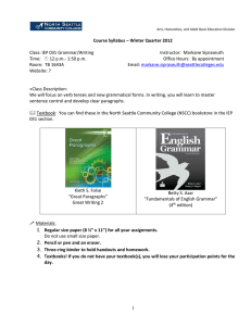 Class: IEP 031 Grammar/Writing Instructor:  Markane Sipraseuth