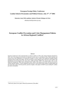 European Conflict Prevention and Crisis Management Policies in African Regional Conflicts