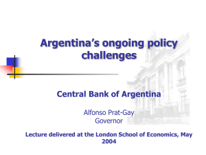Argentina’s ongoing policy challenges Central Bank of Argentina Alfonso Prat-Gay