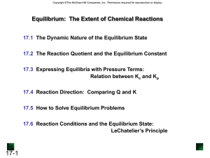 Equilibrium:  The Extent of Chemical Reactions