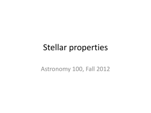 Stellar properties Astronomy 100, Fall 2012