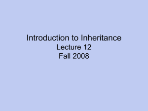 Introduction to Inheritance Lecture 12 Fall 2008