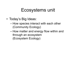 Ecosystems unit • Today’s Big Ideas: