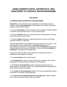 USING DISINFECTANTS, ANTISEPTICS, AND SANITIZERS TO CONTROL MICROORGANISMS