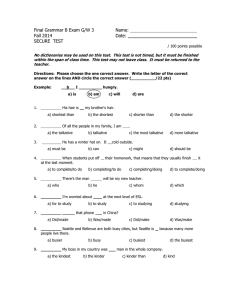 Final Grammar B Exam G/W 3 Name:  Fall 2014