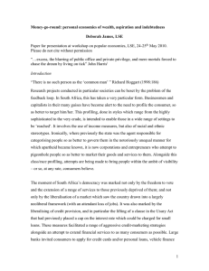 Paper for presentation at workshop on popular economies, LSE, 24-25