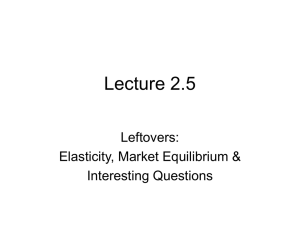 Lecture 2.5 Leftovers: Elasticity, Market Equilibrium &amp; Interesting Questions