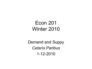 Econ 201 Winter 2010 Demand and Suppy 1-12-2010
