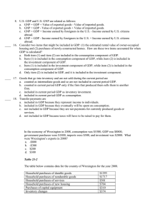 8.  U.S. GDP and U.S. GNP are related as... a.  GNP = GDP + Value of exported goods -...