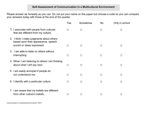 Please answer as honestly as you can. Do not put... Self-Assessment of Communication in a Multicultural Environment