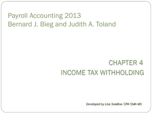 Payroll Accounting 2013 Bernard J. Bieg and Judith A. Toland CHAPTER 4