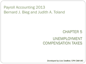 Payroll Accounting 2013 Bernard J. Bieg and Judith A. Toland CHAPTER 5 UNEMPLOYMENT