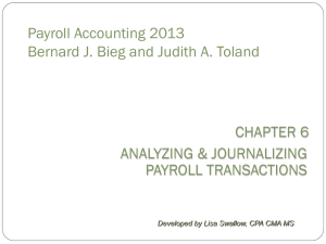 Payroll Accounting 2013 Bernard J. Bieg and Judith A. Toland CHAPTER 6