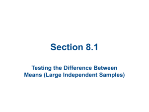 Section 8.1 Testing the Difference Between Means (Large Independent Samples)