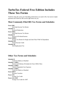 TurboTax Federal Free Edition Includes These Tax Forms