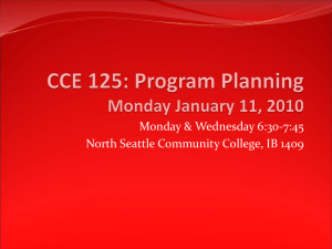 Monday &amp; Wednesday 6:30-7:45 North Seattle Community College, IB 1409